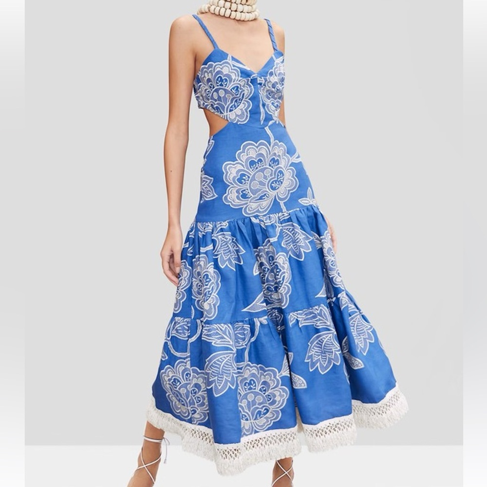 Alexis Blue Floral Cutout Maxi Dress
